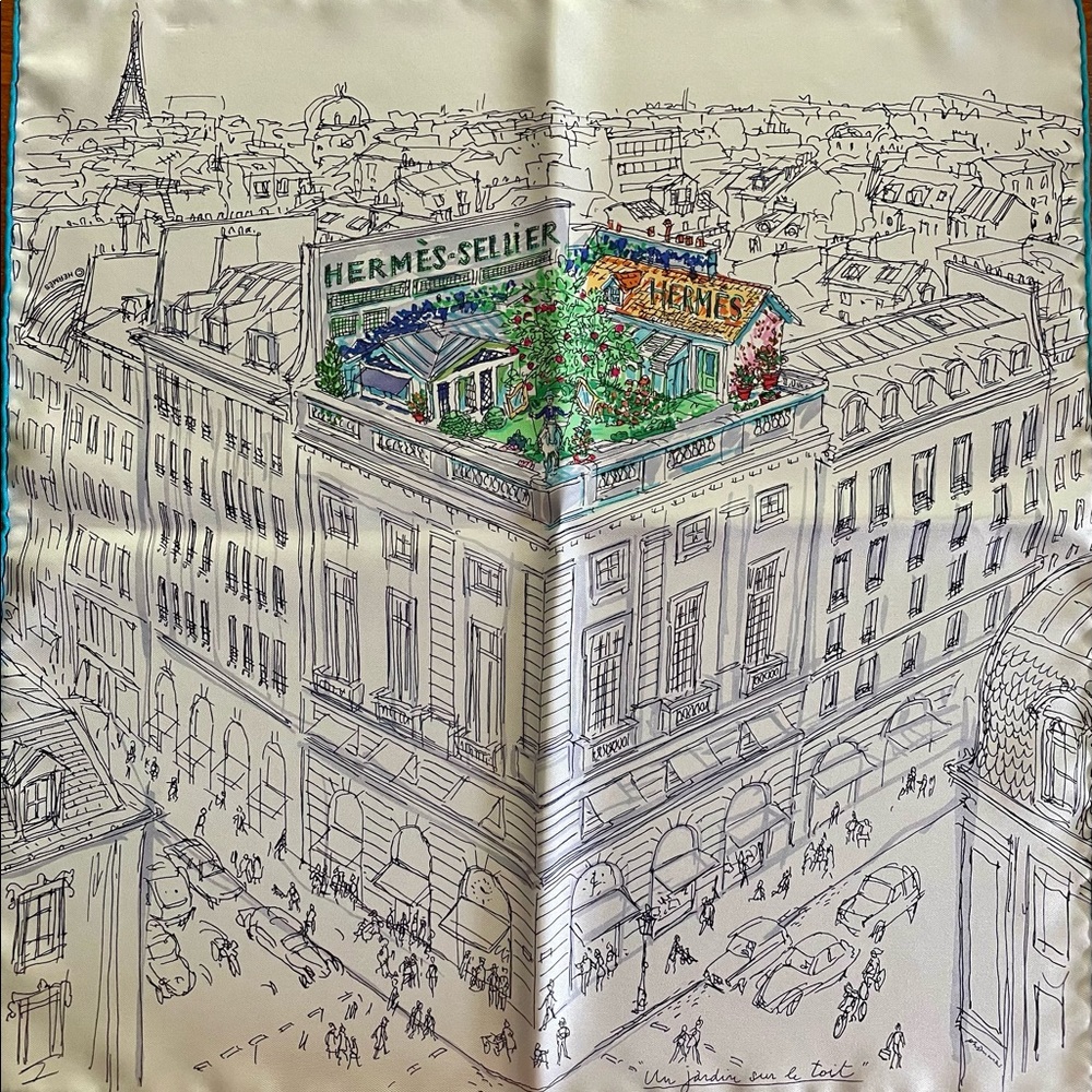 Hermès silk scarf 16” by 16”